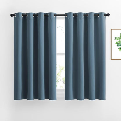 NICETOWN Window Curtains Blackout Drapes - Smoky Blue Energy Saving Blackout Draperies for Bedroom/Living Room (2 Panels, 52 inches Wide by 45 inches Long)