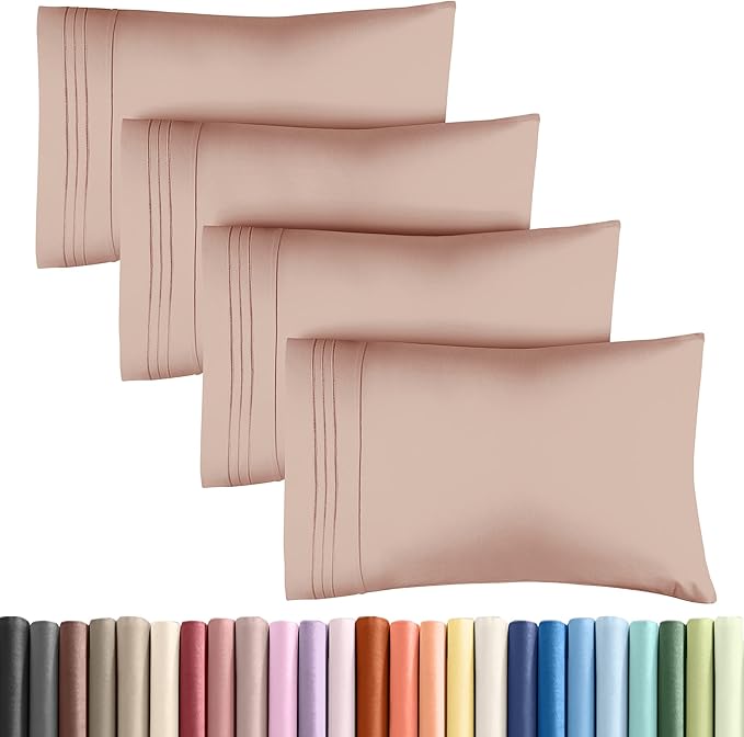 Queen Pillow Cases Set of 4 - Ultra Soft Hotel Quality Pillowcase Covers - Comfy, Cozy & Wrinkle Free - Shrinkage, Stain and Fade Resistant - Machine Washable Pillow Protectors - 4 Piece Set - Mauve