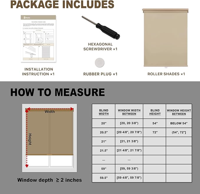 HESTIA No Drill Cordless Blackout Roller Shades Screwless Waterproof Shower Window Blinds, Auto-Retraction Easy Install Blind for Bathroom/Kitchen/Office/Exterior, Greige, 52.5" W x 72" H