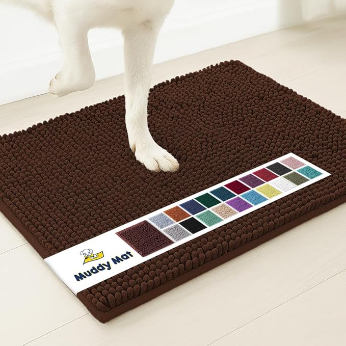 Muddy Mat® Shown on TV – Super Absorbent Door Mat Indoor, Microfiber Quick Dry Chenille Entryway Rug, Non-Slip Front Door Mat, Indoor Mats for Entryway, Machine Washable Pet Rug, Brown 24"x36"