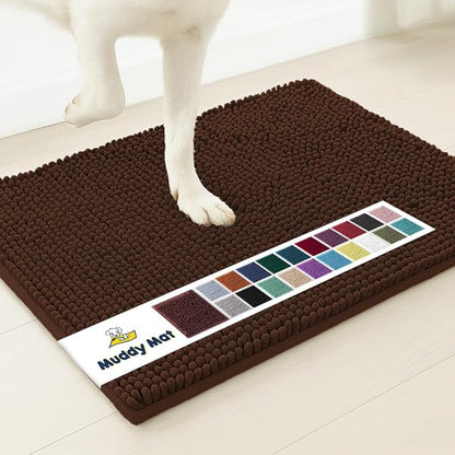 Muddy Mat® Shown on TV – Super Absorbent Door Mat Indoor, Microfiber Quick Dry Chenille Entryway Rug, Non-Slip Front Door Mat, Indoor Mats for Entryway, Machine Washable Pet Rug, Brown 24"x36"