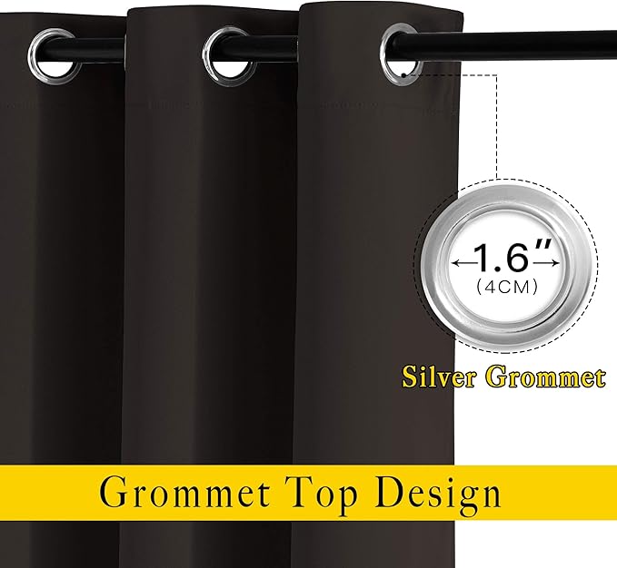 NICETOWN Toffee Brown Curtains 102 inches Long - Grommet Thermal Insulated Solid Blackout Curtains & Drapes Privacy Sound Reducing for Bedroom/Living Room (W66 x L102, 2 Panels)