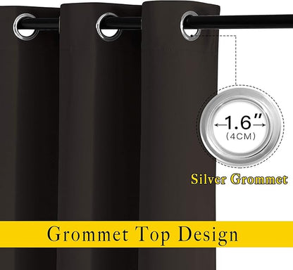NICETOWN Blackout 102 inch Curtains for Living Room, Grommet Thermal Insulated Room Darkening Curtains for Bedroom/Living Room, 2 Panels, W52 x L102, Toffee Brown