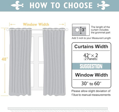 ChrisDowa Blackout Curtains 48 inches Long for Bedroom - 2 Panels Set Grommet Thermal Insulated Room Darkening Curtains for Living Room (Cappuccino, 42 x 48 Inch)