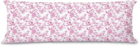 Pink Chinoiserie Golden Retriever Dog 20x54 Body Pillow Cover with Zipper,Golden Retriever Decor,Grandmillennial Pink Dog Decorative Body Pillow Cases for Bed Couch