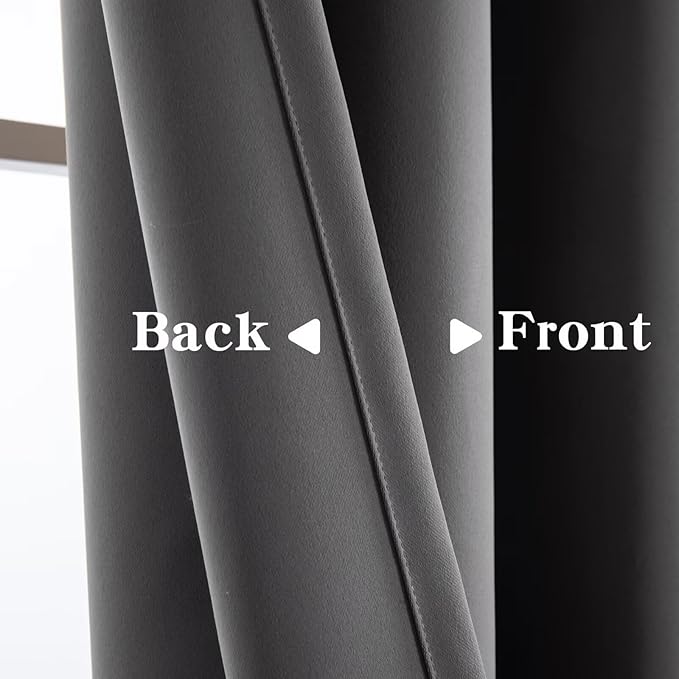 Blackout Curtains 108 Inch Length 2 Panels Set, Black Out Curtains for Bedroom 108 Inch Long, Rod Pocket Energy Saving Room Darkening Drapes for Living Room Light Grey(W52 x L108)
