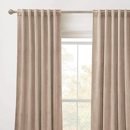 RYB Home Blush Velvet Curtains 90 inches for Nursery, Bedroom Window Curtain Panels Skin Friendly Drapes for Girls Room, Wide 52 x Long 90, Blush, 2 Panels
