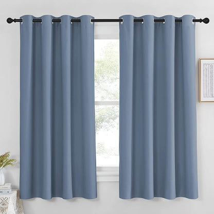 NICETOWN Blackout Curtain & Drape - (Stone Blue Color) Noise Reduction Drapery Energy Saving for Bedroom/Kids Room, 52 x 63 inches, 1 Piece