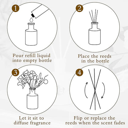 XEPTLE Reed Diffuser Set, 7.04 oz Creamy Gardenia Scent Diffuser with 5 Sticks, Long Lasting Air Freshener, Essential Oil Reed Diffuser, Home Fragrance for Office, Bathroom Shelf Decor, White