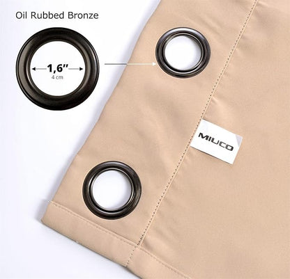 MIUCO Room Darkening Soild Grommet Blackout Curtains Panels for Nursery Window Curtains Set of 2 52x95 Inch Taupe, Bonus 2 Tie Backs Included