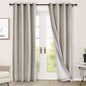 Macochico 100% Blackout Chenille Curtains Thermal Insulated Noise Reducing Velvet Draperies for Living Room Bedroom Hotel Beige Taupe Blackout Curtains Grommet Top with Tieback 84" Wx84 L 1 Panel