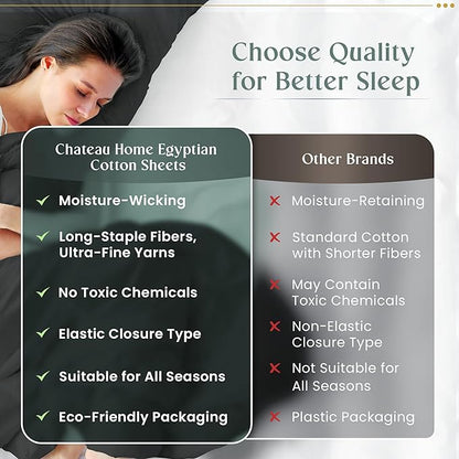 100% Cotton Sheets King Size Sheets Set with Fitted Sheet & Pillowcase Sets, 800 Thread Count Sateen Weave 4 piece Deep Pocket King Sheet Set, Soft & Comfy Naturally Cool Luxury Bedding- Charcoal