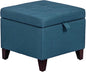 Adeco Square Fabric Storage Ottoman with Tufted Flip Top, 18x18x15