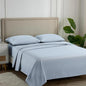 Carressa Linen Luxury Egyptian Cotton Full Stripe Sheet Set - 600 Thread Count Extra Long Staple 4 PC Set, Light Blue Full Damask Sheets, Soft, Cooling Sateen Weave Sheets Upto 18 in Deep Pocket