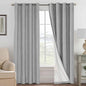 H.VERSAILTEX Linen Blackout Curtains 108 Inches Long 100% Blackout Thermal Insulated Textured Linen Look Curtain Draperies Anti-Rust Grommet, Energy Saving with White Liner, 2 Panels, Dove Gray