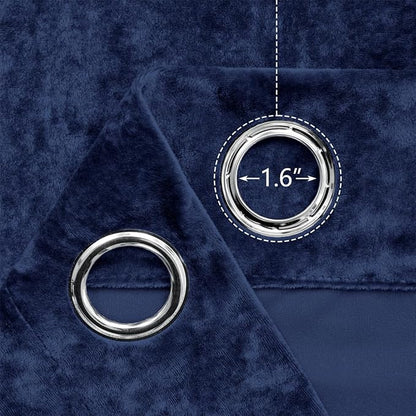 SMILETIME Navy Blue Crushed Velvet Curtains 52x90 inch Luxurious Thermal Insulated Soundproof Drapes for Living Room Bedroom Office Soft and Durable Light-Filtering Window Treatments, 2 Panels
