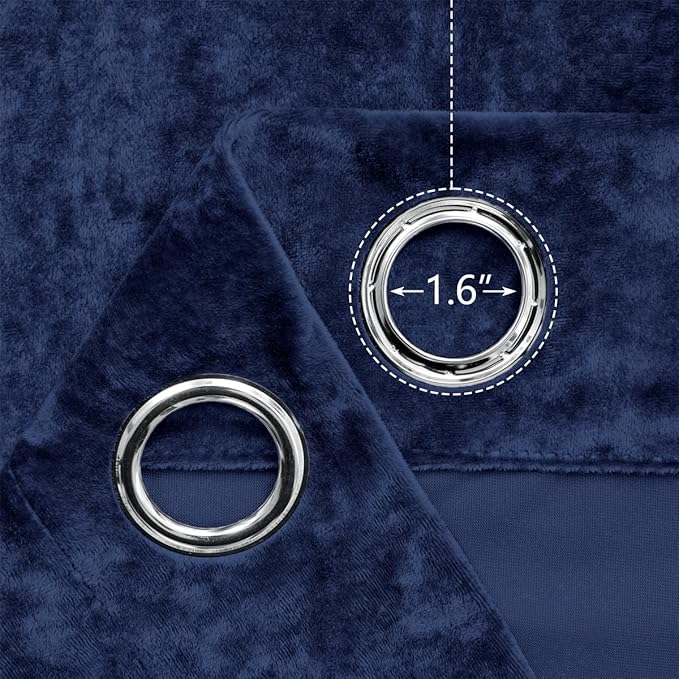 SMILETIME Navy Blue Crushed Velvet Curtains 52x84 inch Luxurious Thermal Insulated Soundproof Drapes for Living Room Bedroom Office Soft and Durable Light-Filtering Window Treatments, 2 Panels