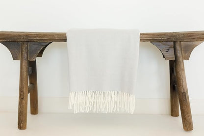 Alashan Cotton Acrylic Adirondack Herringbone Woven Throw (Bisque)