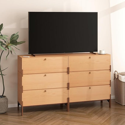 Stackable 3 Drawers Dresser, Customizable Chest of Drawers for Bedroom, Living Room, Hallway, Entryway, Closet, Easy Assembly Wood Furnitures Cabinet, 30 inch Width Beech Color