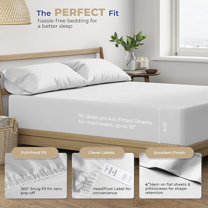THREAD SPREAD California King Size Sheets Set - 400 Thread Count 100% Cotton Sheets California King, 4 PC Cal King Sheets Set, Soft, Cooling Bed Sheets, Deep Pocket California King Sheet Set (Silver)