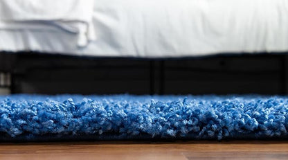 Unique Loom Solid Shag Collection Area Rug (5' 3" x 8' Oval, Periwinkle Blue)