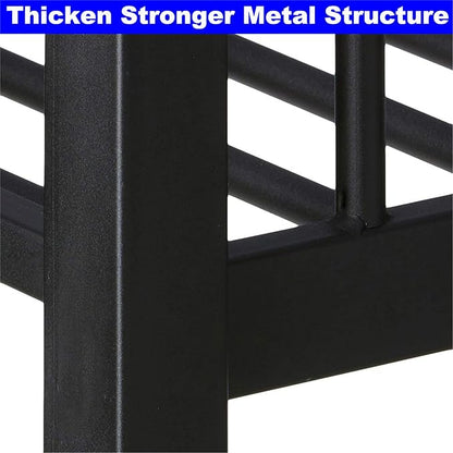 Upgraded Version Thicken Metal Heavy-Duty Twin XL Over Queen Bunk Bed, Modern Style Stronger Twin Over Queen Size Bunk Bed with Ladder for Adults, Easy Assembly (Twin XL Over Queen-2 Ladder)