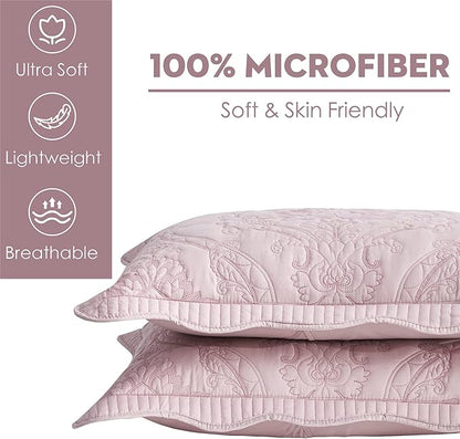 CHIXIN Microfiber King Pillow Shams Set of 2 - Quilted Decorative Pillow Covers - Dark Grey - Size (20" x 36")