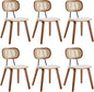 HEAH-YO Modern Dining Chairs Set of 6, Upholstered Faux Leather Dining Room Chairs with Rattan Backrest and Wood Legs, Armless Kitchen Chairs for Dining Room, Beige