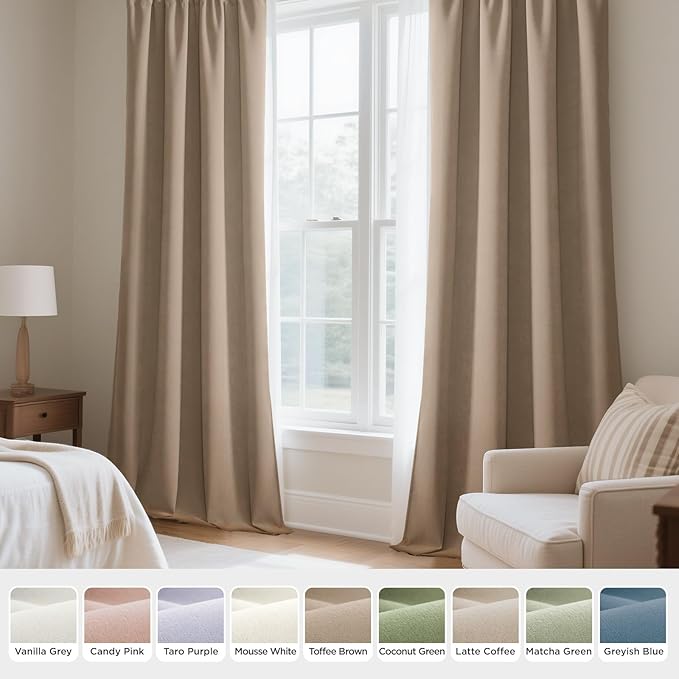Joydeco Toffee Brown Velvet Curtains 84 Inches 2 Panels, Luxury Thermal Insulated Soft Brown Curtains for Bedroom & Living Room, Room Darkening Velvet Drapes, Rod Pocket (52W x 84L)