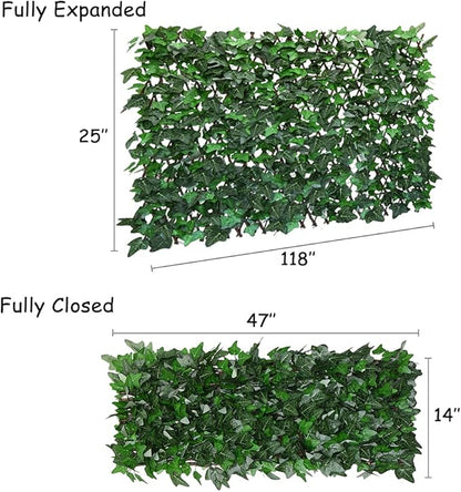 GLANT Expandable Fence Privacy Screen for Balcony Patio Outdoor,Decorative Faux Ivy Fencing Panel,Artificial Hedges (Single Sided Leaves) (4, Green-Ivy)