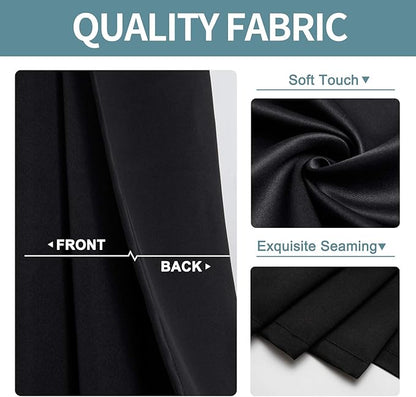 ChrisDowa Blackout Curtains 90 Inches Long 2 Panels Set for Living Room, Grommet Thermal Insulated Room Darkening Curtains for Bedroom (Black, 52 x 90 Inch)
