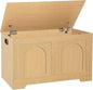 DINZI LVJ Storage Chest, 31.5”Wooden Toy Box with 2 Safety Hinges, Entryway Storage Bench with Flip-Top, Sturdy Storage Trunk for Living Room, Bedroom, Easy Assembly, Natural