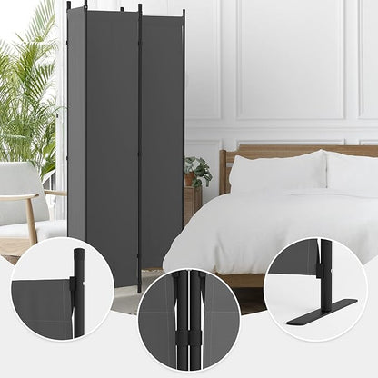 Room Divider, 4 Panel Folding Privacy Screen, 88” Portable Separating with 3 Metal Feet, Partition Room Dividers, Lightweight Freestanding Wall Divider Screen for Office Bedroom Hospital(Grey)