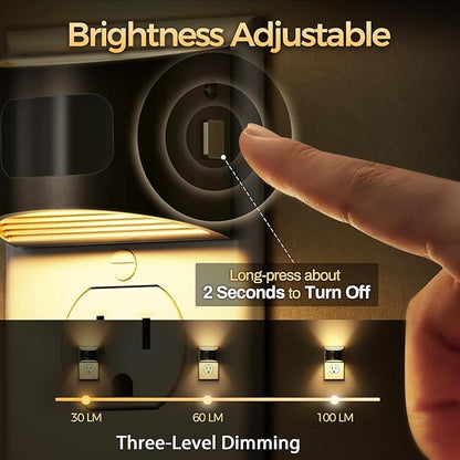 DORESshop LED Night Light[4 Pack], Night Lights Plug into Wall, 3 Mode Plug in Night Light with Motion Sensor, Dusk to Dawn Sensor, Nightlights for Adults, Bedroom, Bathroom, Hallway