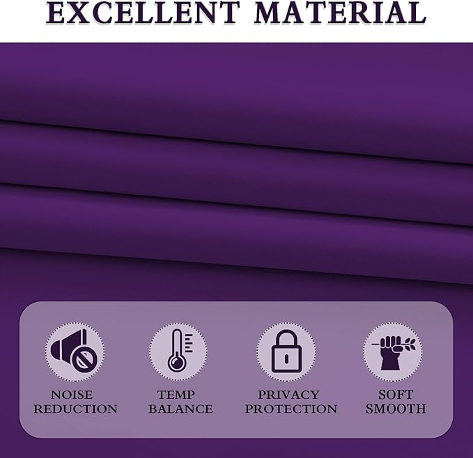 DONREN Royal Purple Blackout Curtain Panels for Living Room - Thermal Insulated Room Darkening Rod Pocket Drapes for Window (42 x 45 Inch Length,2 Panels)