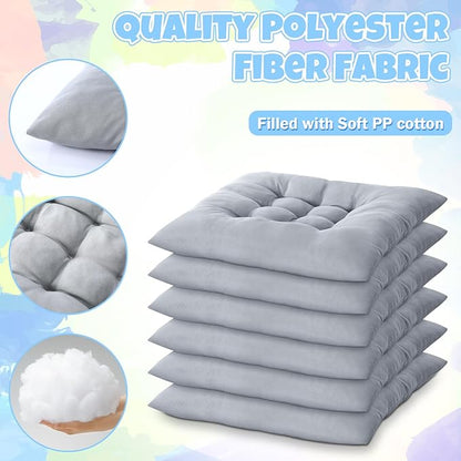 Geetery 12 Pcs Floor Pillows for Classroom Bulk Square Seating Cushions for Floor Chair School Kindergarten Reading Corner, 15.7'' Large Thick Meditation Cushions Yoga Nursery Daycare (Grey)