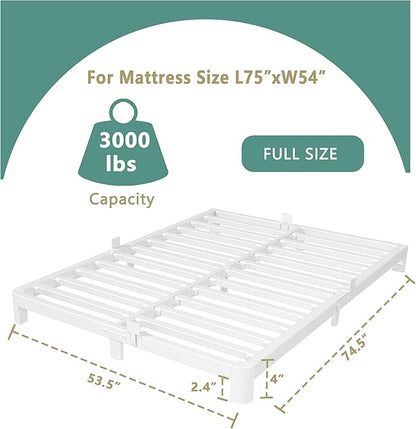 ITIMIDI 4 Inch Metal Full Size Platform Bed Frame with Metal Gaskets, Heavy Duty Steel Support 3000 LBS, No Box Spring Needed, Anti-Slip Mattress Stopper, Easy Assembly
