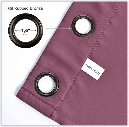MIUCO Room Darkening Grommet Blackout Window Curtains Panels for Bedroom Set of 2 52x84 Inch Aubergine, Bonus 2 Tie Backs Included