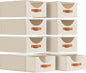 Large Closet Organizers and Storage - Stackable Storage Bins with Drawer, Fabric Containers for Organizing, Collapsible Organizer Bins for Bedroom, 8 Pack, Beige