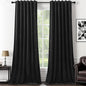 AUSSPVOCT 90 Inch Long Velvet Curtains for Living Room, Light Reducing Thermal Curtain Back Tab & Rod Pocket Elegant Soundproof Soft Room Darkening Window Drapes for Bedroom, W52 x L90, Black, 2 Pcs