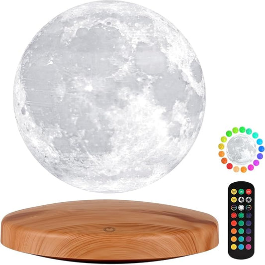 Levitating Moon Lamp Galaxy Lamp 6 inch 18 Colors LED 3D Moon Light, Remote & Touch Control Lava Lamp Moon Night Light Gifts for Girls Boys Kids Women Birthday