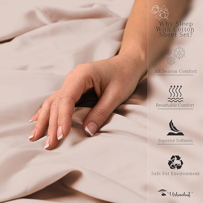 URBANHUT 800 Thread Count 100% Cotton Twin Size Sheets, Luxury 4 Piece Twin Bedsheets, Hotel Sheets Sateen Finish - Better Than Egyptian, 14" Elasticized Deep Pocket - Blush Pink