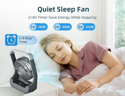 Svinkal Battery Powered Fan, 10000mah Portable Desk Fan with Timer, 3 Speeds, Whisper Quiet, 180° Rotation, Portable Fan for Office, Bedroom, Outdoor, Camping