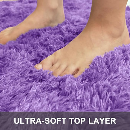 OLANLY 5x8 Machine Washable Large Area Rugs for Living Room, Bedroom, Soft Fluffy Shaggy Bedside Rug, Indoor Floor Carpet for Kids Girls and Boys, Dorms, Nursery, Home Decor Aesthetic, Purple