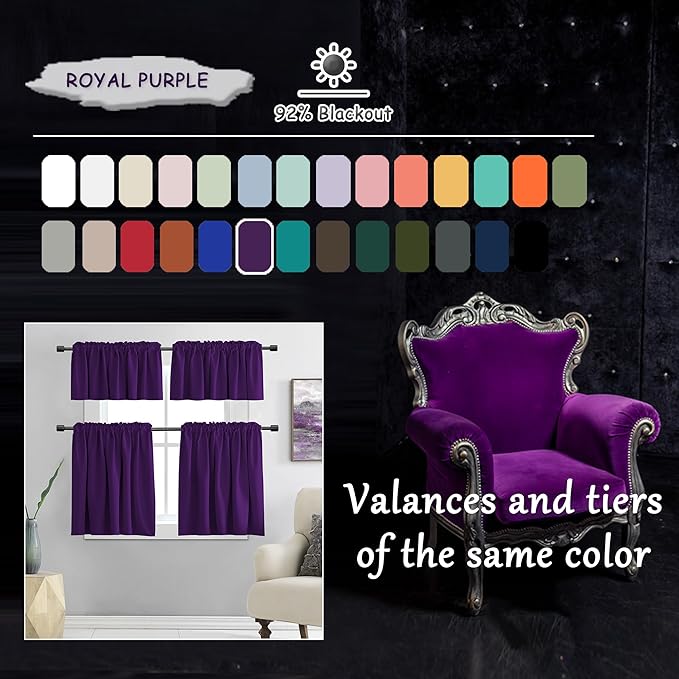 DONREN Room Darkening Window Curtain Panels for Bedroom - Rod Pocket Blackout Solid Curtains for Dining Room(Purple,52 W x 96 L 2 Panels)