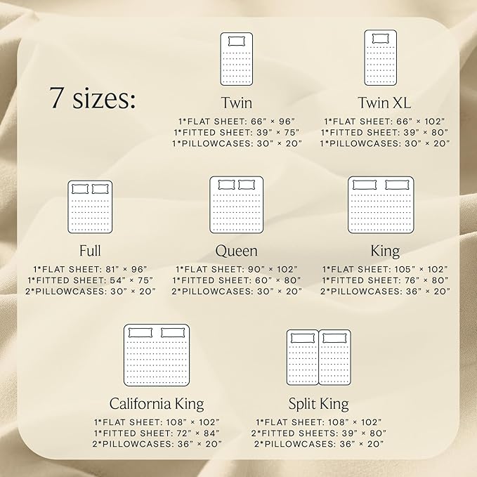 LuxClub 4 PC Full Sheet Set, Deep Pockets Wrinkle Free Cooling Bed Sheets Hotel Bedding for Women, Men, Kids & Teens, Includes 1 Fitted Sheet, 1 Flat Sheet and 2 Pillowcases-Cream