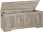 DINZI LVJ Storage Chest, 47.2" Rattan-Like Toy Box with 2 Safety Hinges, Wooden Entryway Storage Bench with Flip-Top, Large Trunk for Living Room, Bedroom, Easy Assembly, Gray Wash