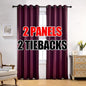 MIUCO Room Darkening Grommet Thermal Insulated Blackout Window Curtains Panels for Bedroom Set of 2 52x95 Inch Aubergine, Bonus 2 Tie Backs Included