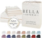 Bella Coterie 6 Piece Luxury Bamboo Viscose Split Top King Size Sheet Set | 34" Split for Adjustable Beds | 100% Organically Grown| Cooling | 18” Deep Pocket | 4 Pillowcases [Ivory]