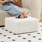Tiita Suqre Stuffed Pouf Ottoman, Stripe Poufs 21×21×10 inch with Foam Chunk Filling, Floor Bean Bag Floor Chair Storage for Living Room Bedroom Home Decor, Beige